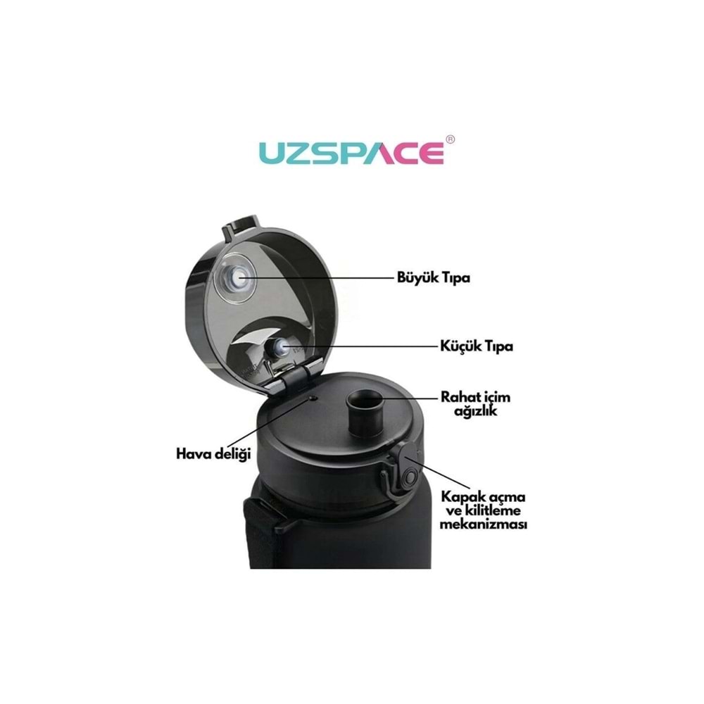 Uzspace Yeni Koleksiyon Çift Renkli Sızdırmaz Bpa Içermez Kilitlenebilir Kapaklı Motivasyonel Tritan Su Matarası