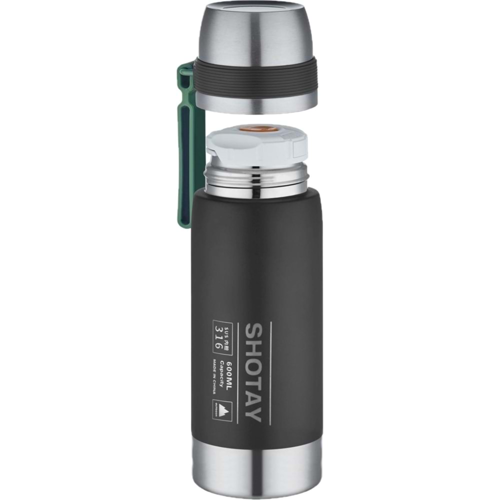 600 Ml Çelik Kamp Termosu Ağızlık Ve Ekstra Bardaklı
