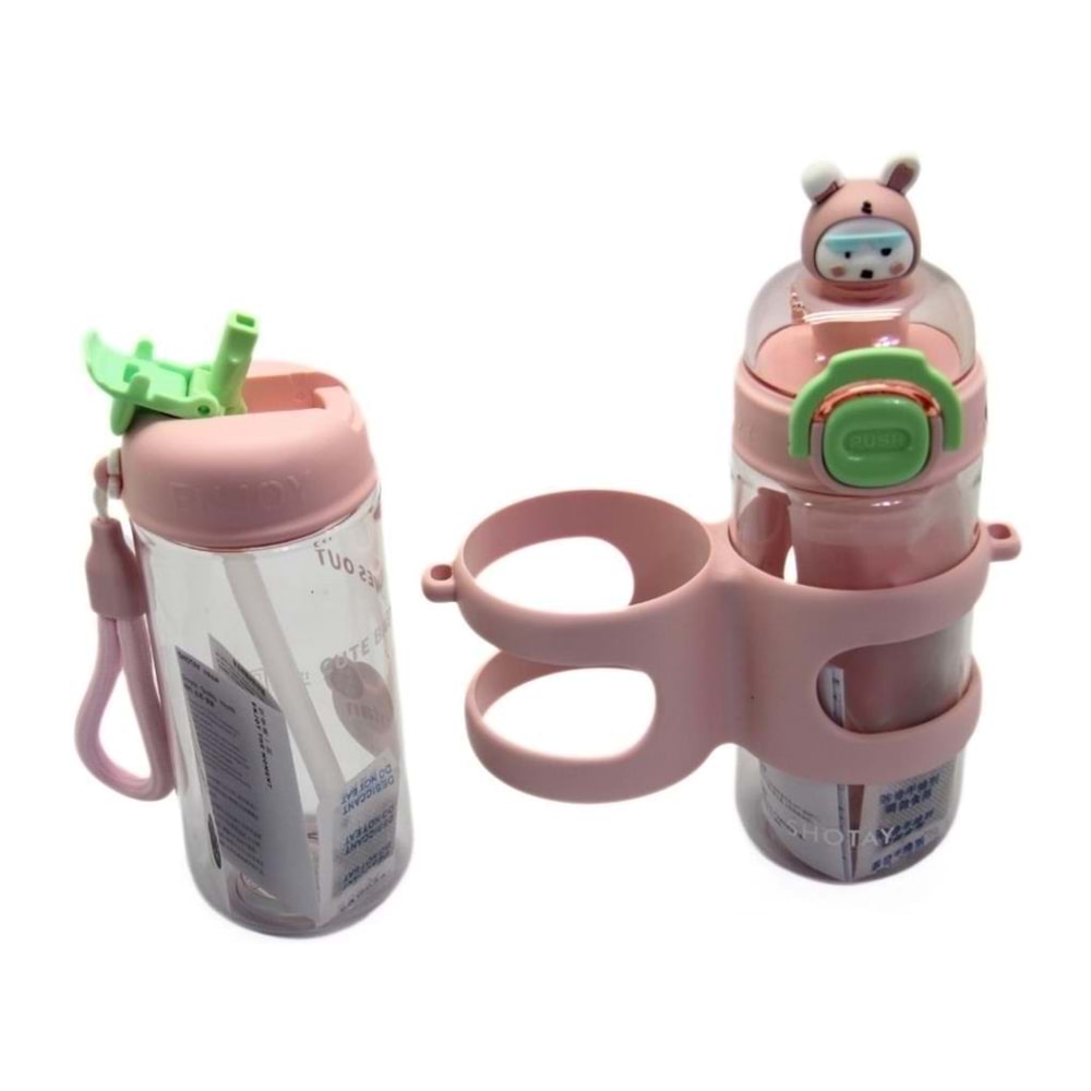 Çift Gözlü 900ml Tritan Matara Siyah-pembe