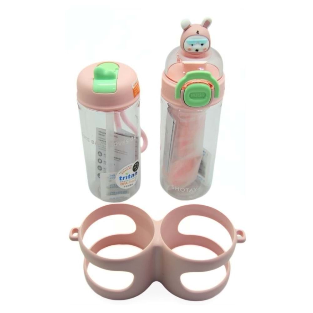 Çift Gözlü 900ml Tritan Matara Siyah-pembe