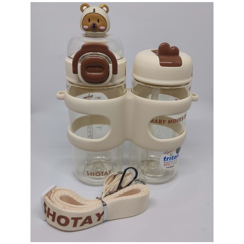 Çift Gözlü 900Ml Tritan Matara Beyaz