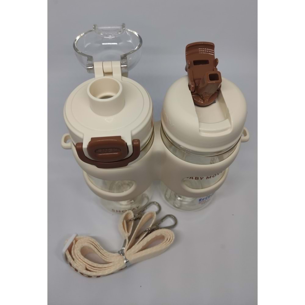 Çift Gözlü 900Ml Tritan Matara Beyaz