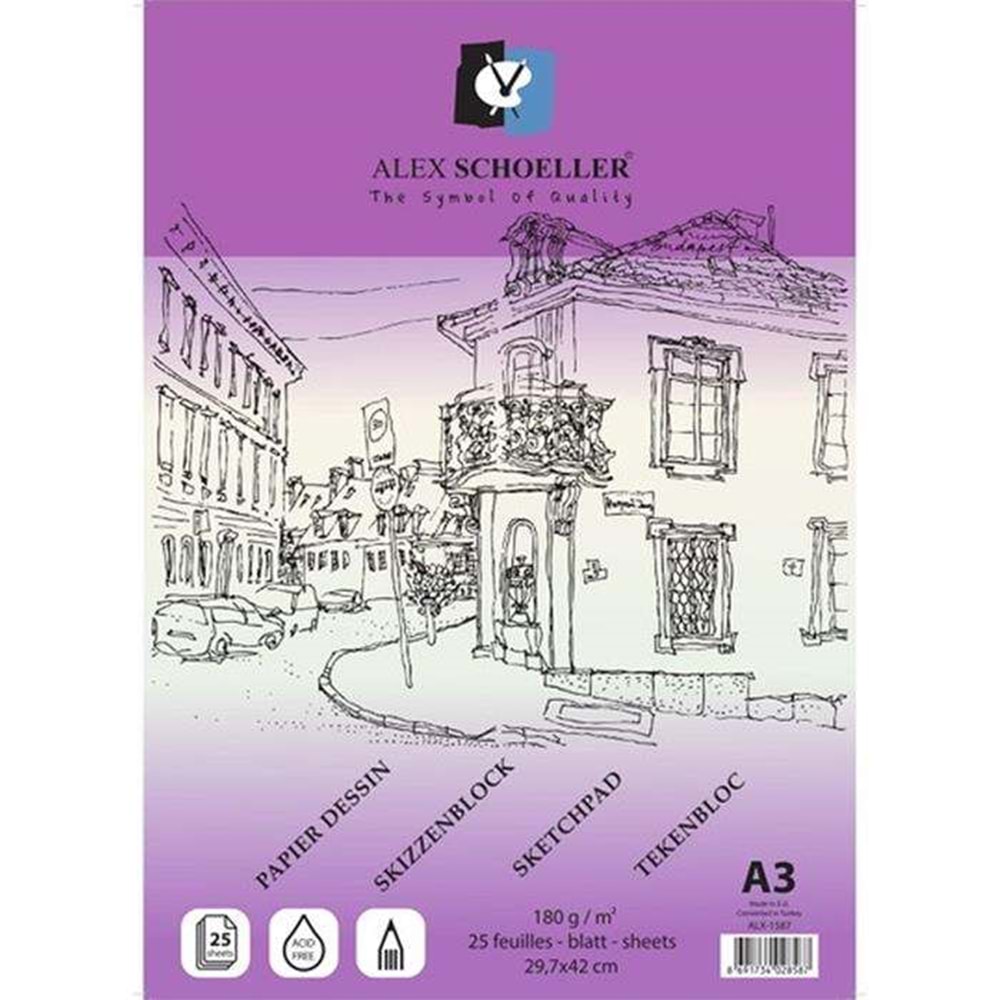 Alex Eskiz Blok Yapışkanlı A3 180 Gr. 25.Li Alx-1587