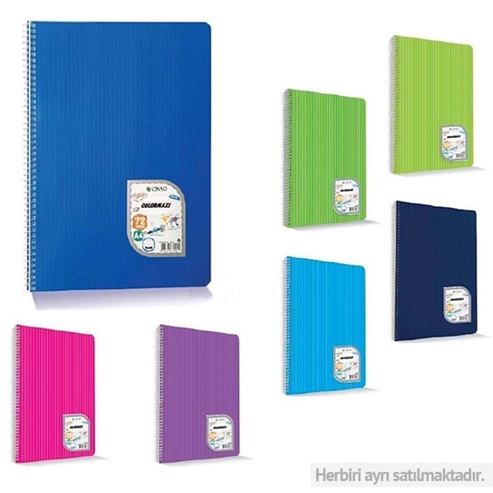 Colormaxi 60 Yp Kareli A5 Defter Spiralli Plastik Kapak