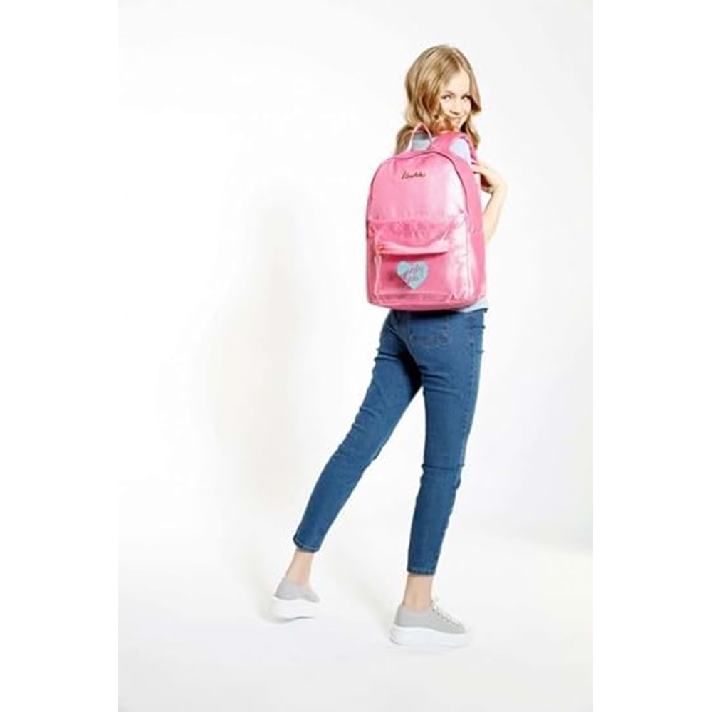 Kaukko Sparkle Üç Gözlü Pembe Şeffaf Cepli Okul ve Günlük Sırt Çantası - Kız Çocuk