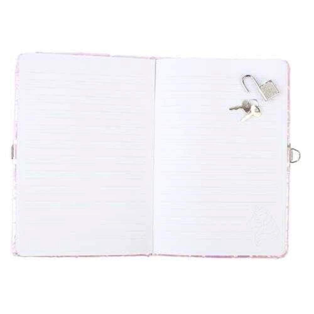 Kilitli Hatıra Defteri Çantalı Çizgili Defter Pembe-Beyaz