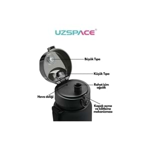 Uzspace Yeni Koleksiyon Çift Renkli Sızdırmaz Bpa Içermez Kilitlenebilir Kapaklı Motivasyonel Tritan Su Matarası