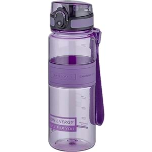 Uzspace 500 ml Orta Boy Silikon Gövde Tritan Su Matarası Purple