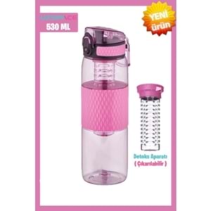 Uzspace 530ML Detoks Aparatlı Silikon Gövde Tritan Su Matarası Pink