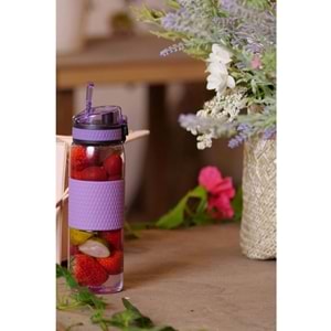Uzspace 530ml Detoks Aparatlı Silikon Gövde Tritan Su Matarası Oak Grey