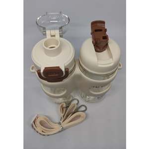 Çift Gözlü 900Ml Tritan Matara Beyaz