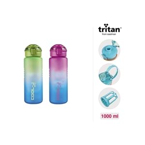 KİLİTLİ MATARA 1000ML TRITAN 2 RENK MIX