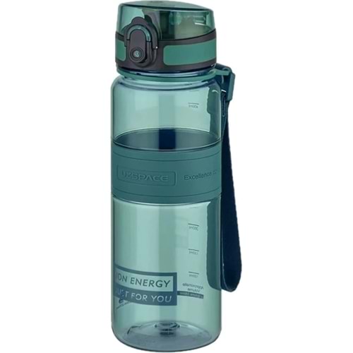 Uzspace 0,50 L 500ml Orta Boy Silikon Gövde Tritan Su Matarası Plastik Yeşil