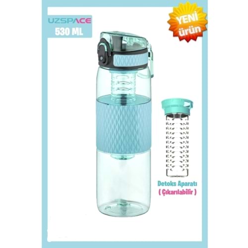 Uzspace 530ML Detoks Aparatlı Silikon Gövde Tritan Su Matarası