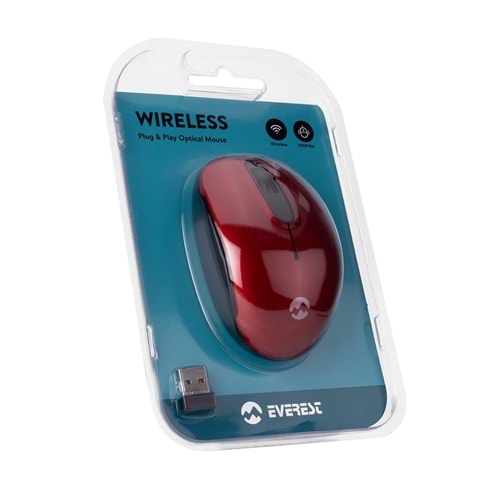 Everest Smw-666 Usb Kırmızı 2.4ghz Optik Wireless Mouse