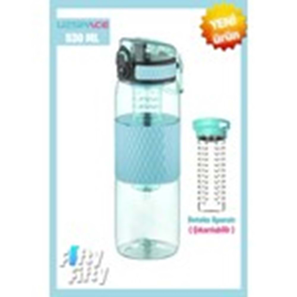 Uzspace 530ML Detoks Aparatlı Silikon Gövde Tritan Su Matarası