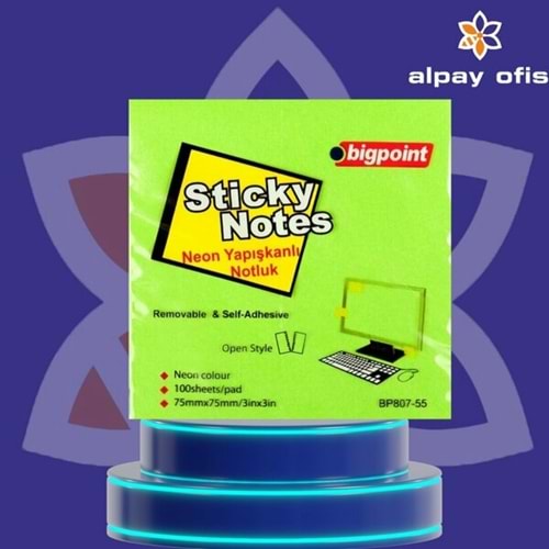Yapıskanlı Not Kagıdı 75x50 Yesıl 100yp