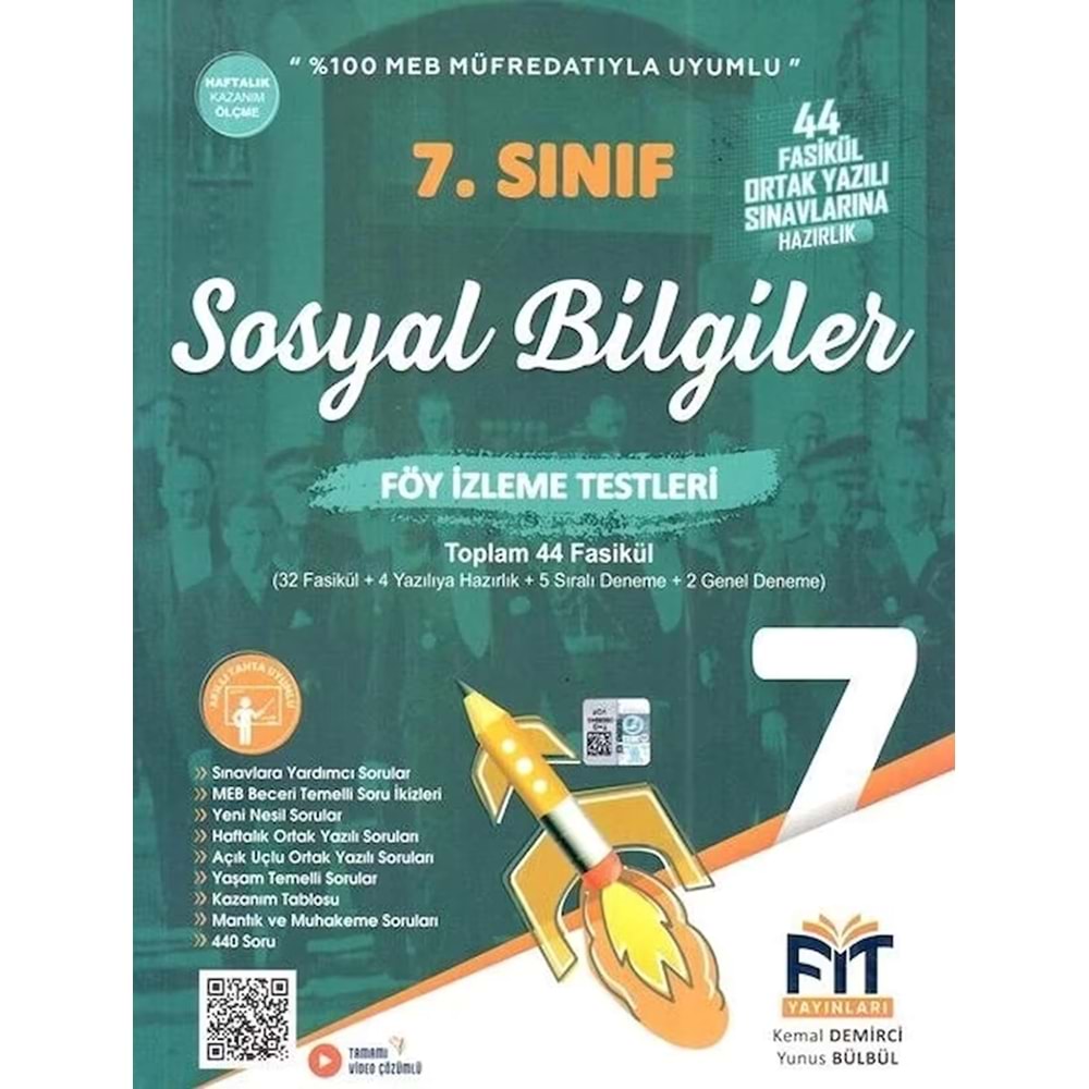 7. Sınıf Sosyal Bilgiler Föy İzleme Testleri 44 Fasikül Fit Yayınları