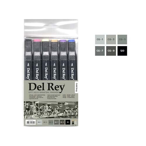 Del Rey Twin Marker Ahşap Renkleri 6'Lı Set