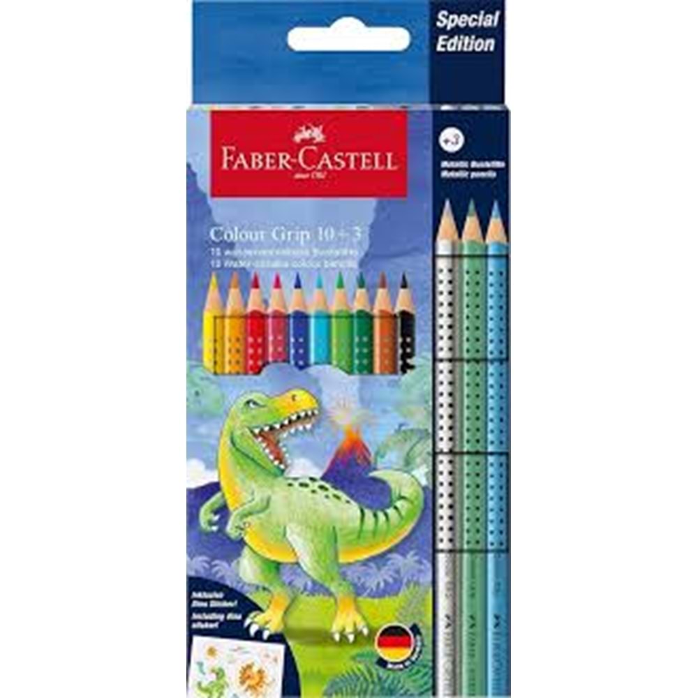 Faber Castell Colour Pencil Grip Dinosaurs 10+3 Colors
